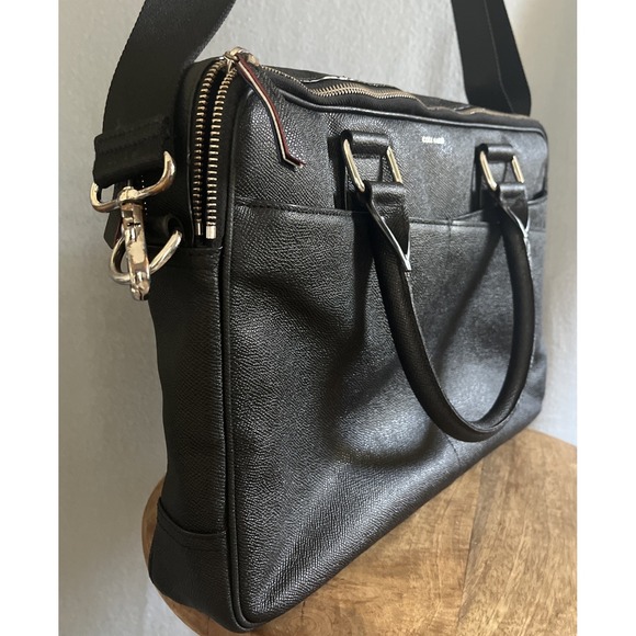 Cole Haan American Airlines Black Pebbled Leather Attache Brief Case Laptop Bag - Picture 2 of 13